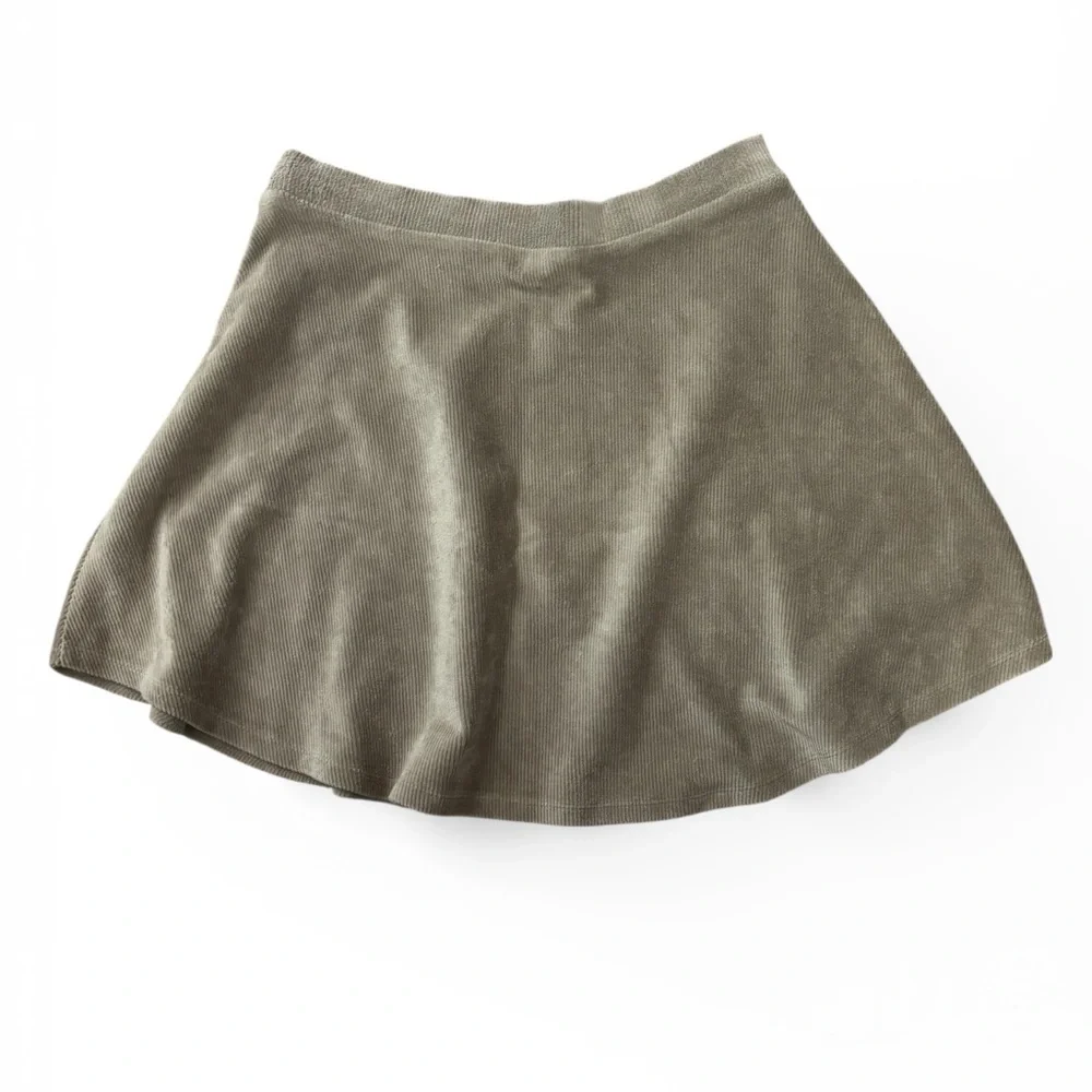 Classic Olive Green Women's Ribbed Corduroy Look Skirt
